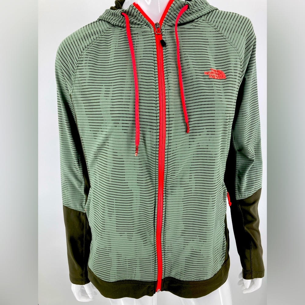 North Face Jacket Size XL Green Zippered Hooded Lined Gently Used